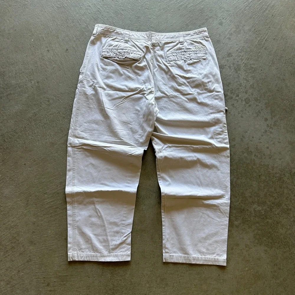 Vintage Columbia Pants Size 40x30 Cream Canvas Straight Leg Zipper Pocket Hiking